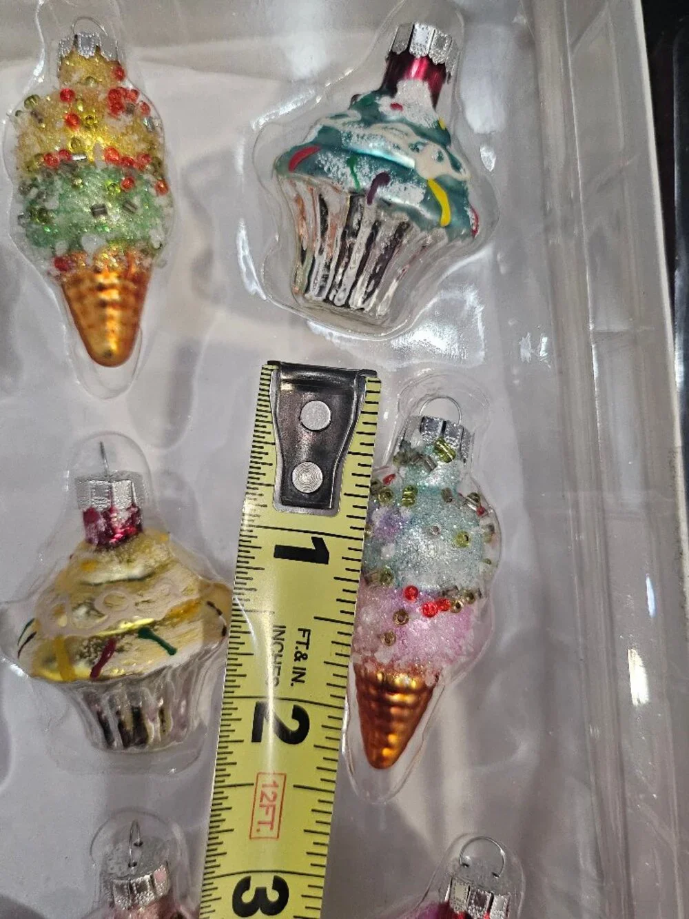 Pastel Glass Ice Cream & Cupcake Christmas Tree Ornaments Sweet Treats Set Of 9